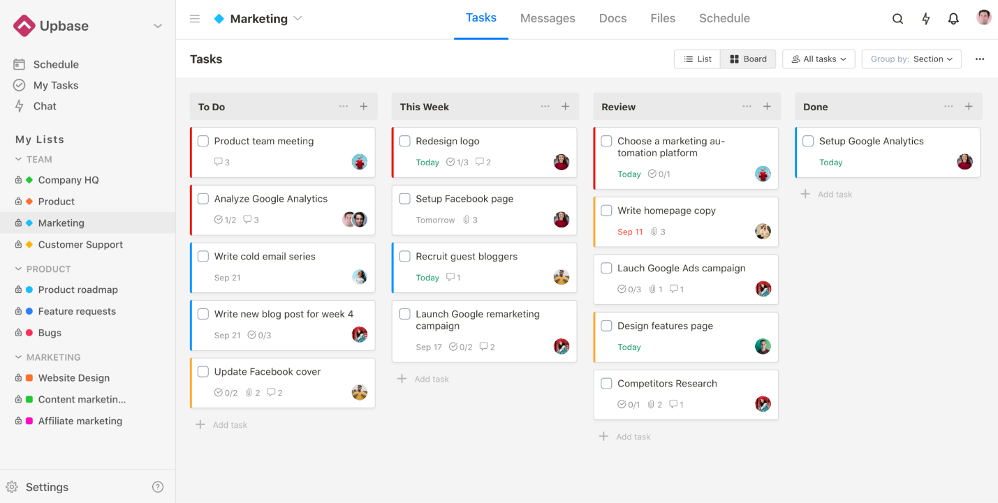 Upbase - Project Management and Team Collaboration Tool - Kanban board view