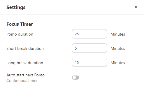 Pomodoro Technique | Upbase's Focus Timer Settings