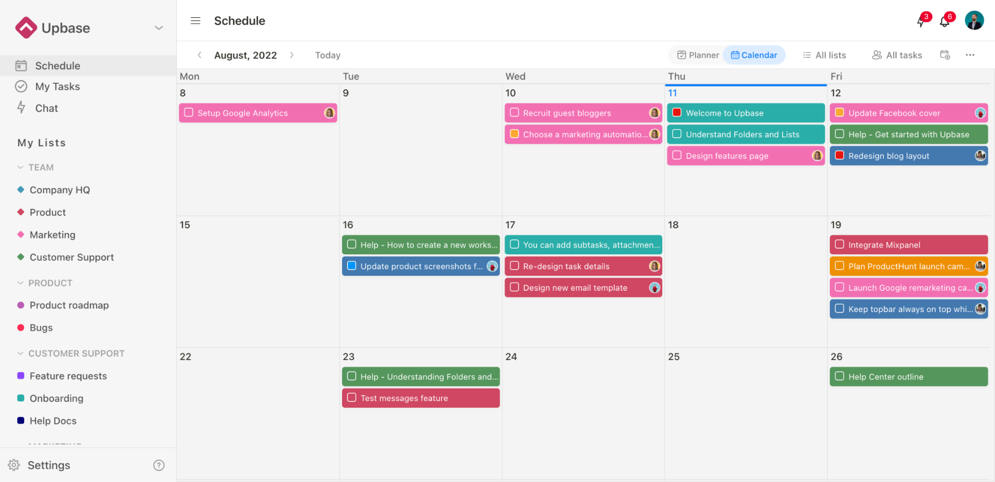 Upbase Schedule