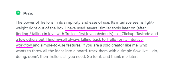 Trello Pros and Cons: Trello pros - intuitive workflow