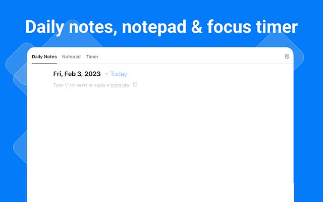 Upbase Chrome Bookmark Extension. daily notes, notepad, and focus timer