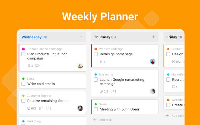 Upbase Chrome Bookmark Extension: Weekly planner