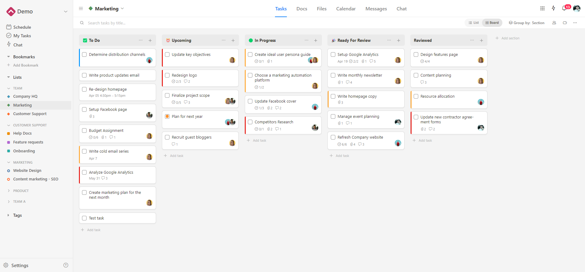 Trello vs Todoist: Upbase project list setup