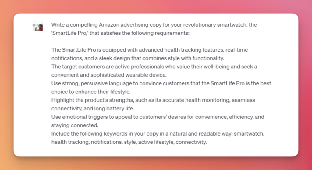 Amazon 광고 카피 작성을 위한 최고의 ChatGPT 프롬프트