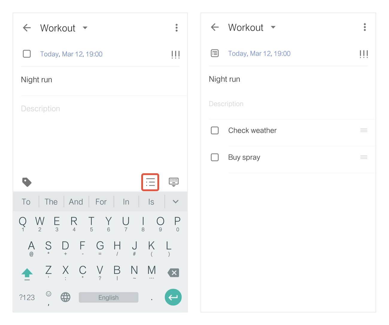 TickTick vs Todoist: TickTick subtasks