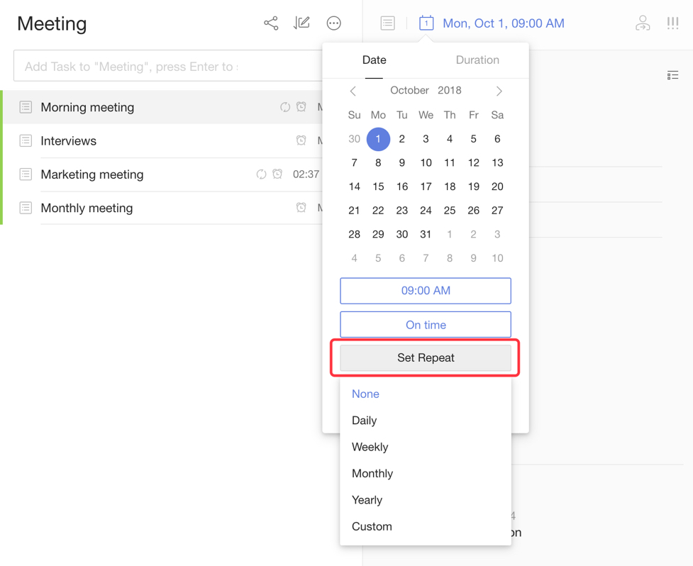 TickTick vs Todoist: TickTick recurring tasks