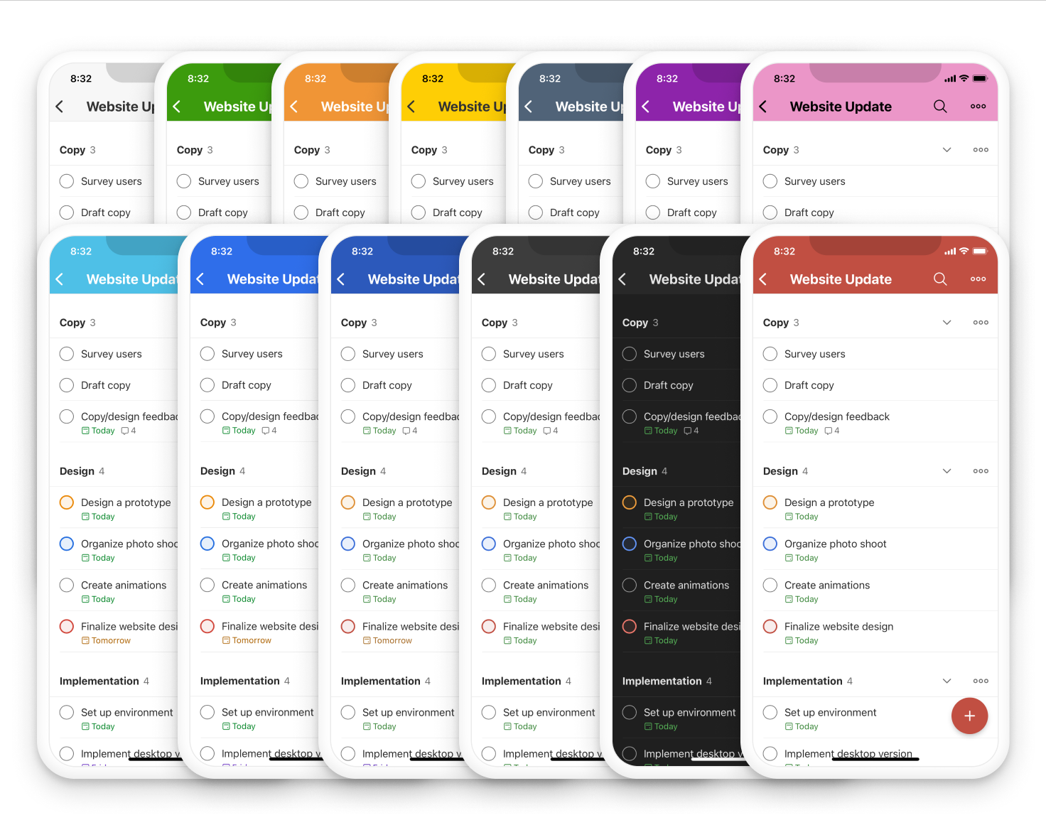 TickTick vs Todoist: Todoist theme options