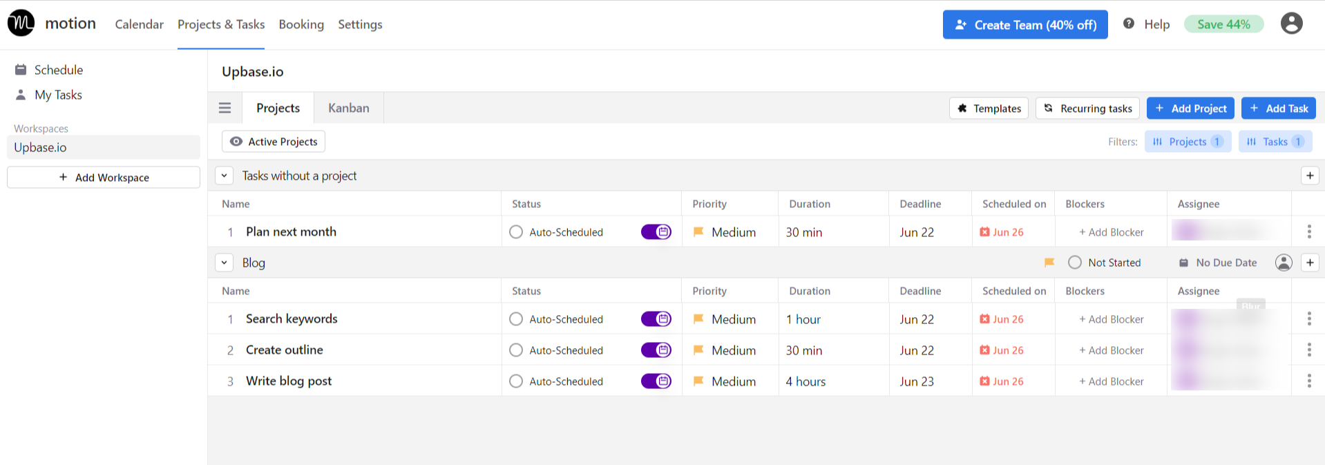 Sunsama vs Motion: Motion interface