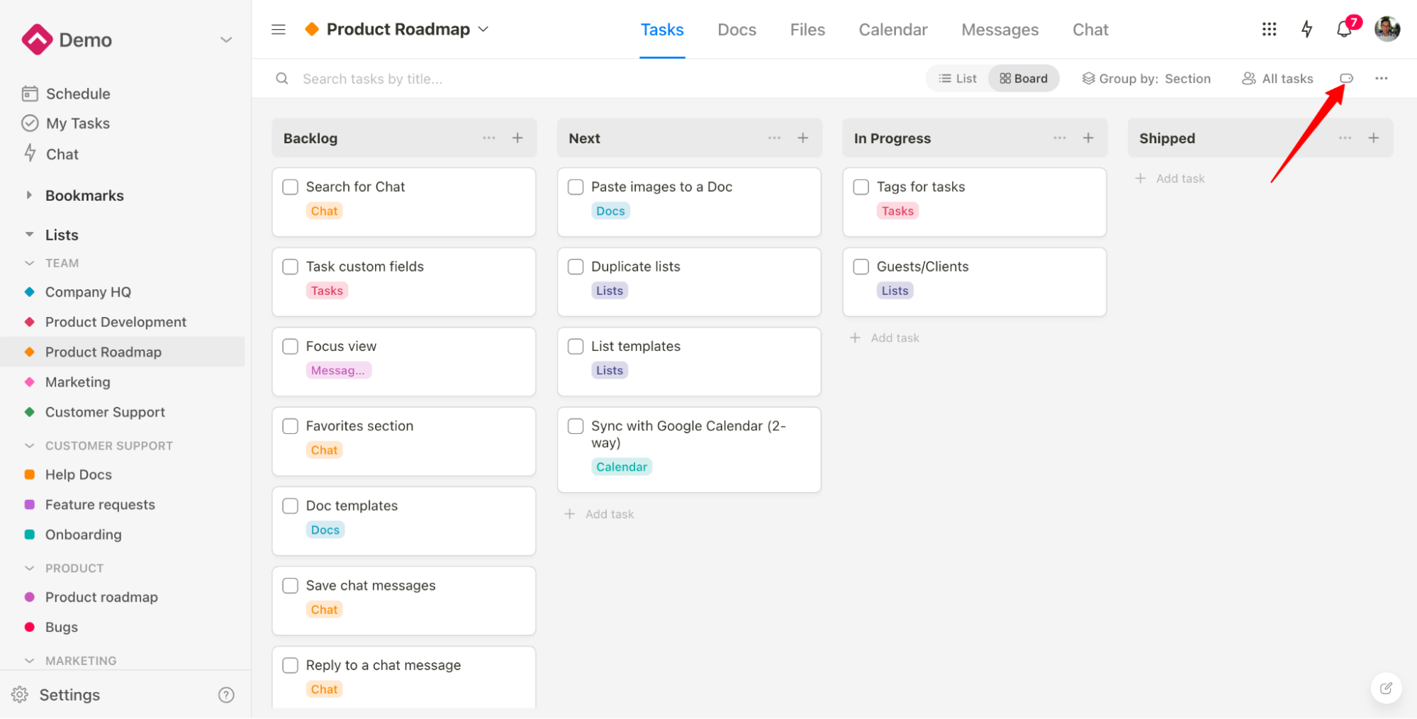 Upbase task tags