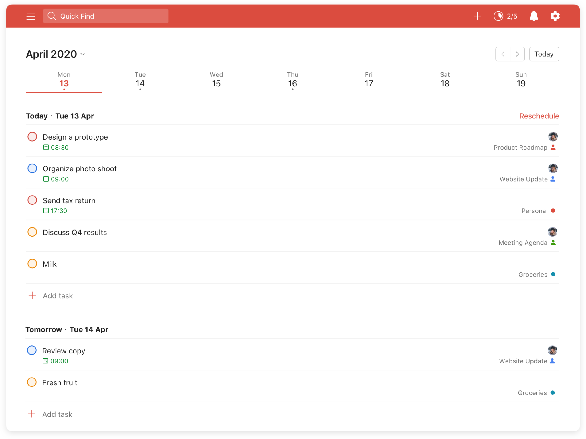 Todoist's Upcoming view