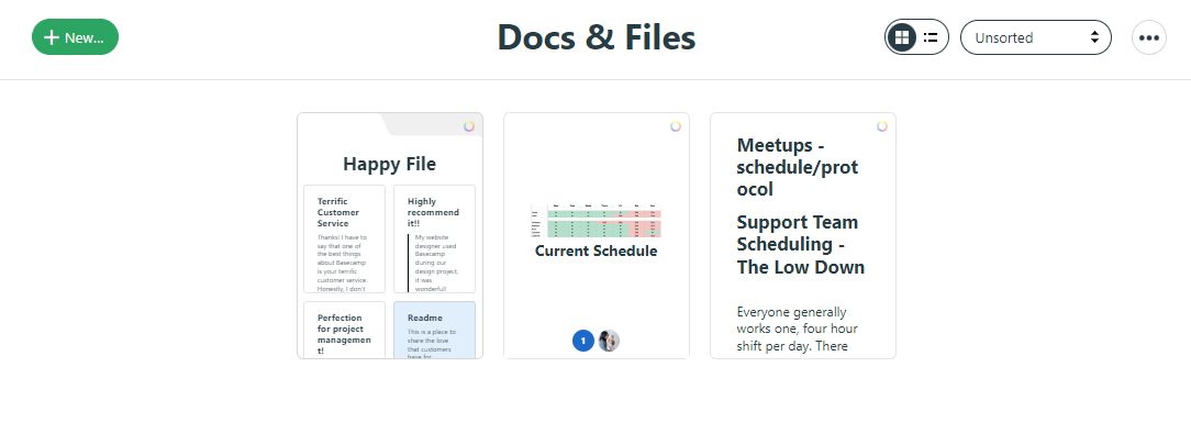 Basecamp pros and cons: Docs & Files tool