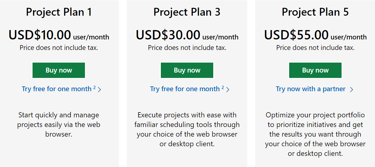 Microsoft Project Pricing
