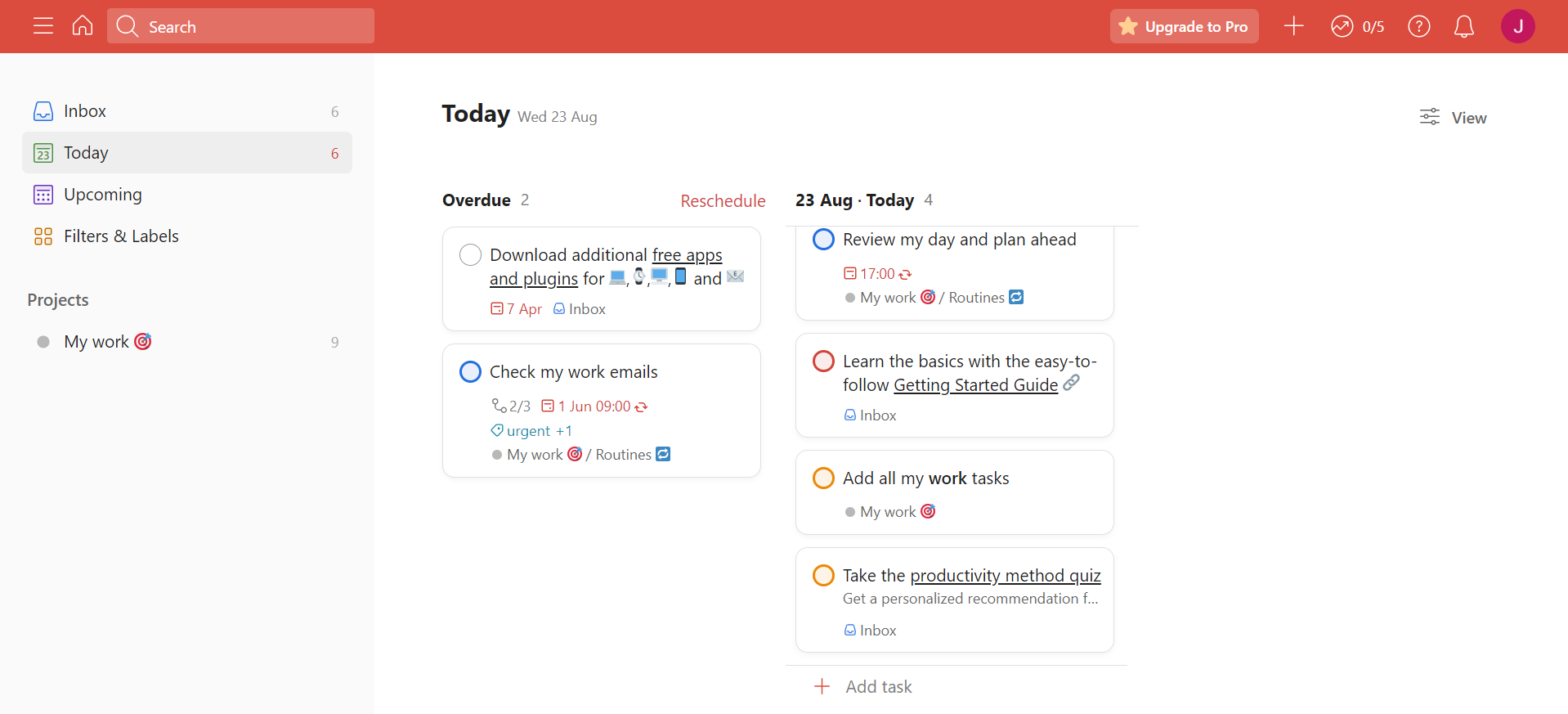 Todoist is a good daily planner app that stands out for a simplistic interface