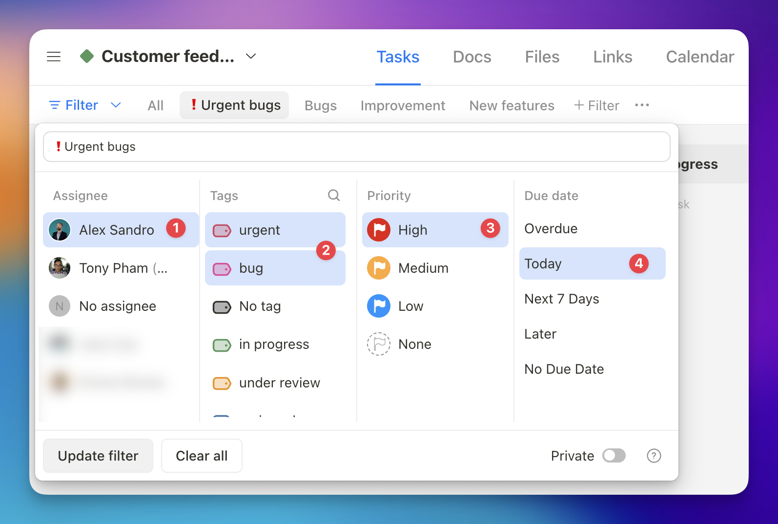 Upbase New in Upbase: Filters within lists - The Upbase Blog