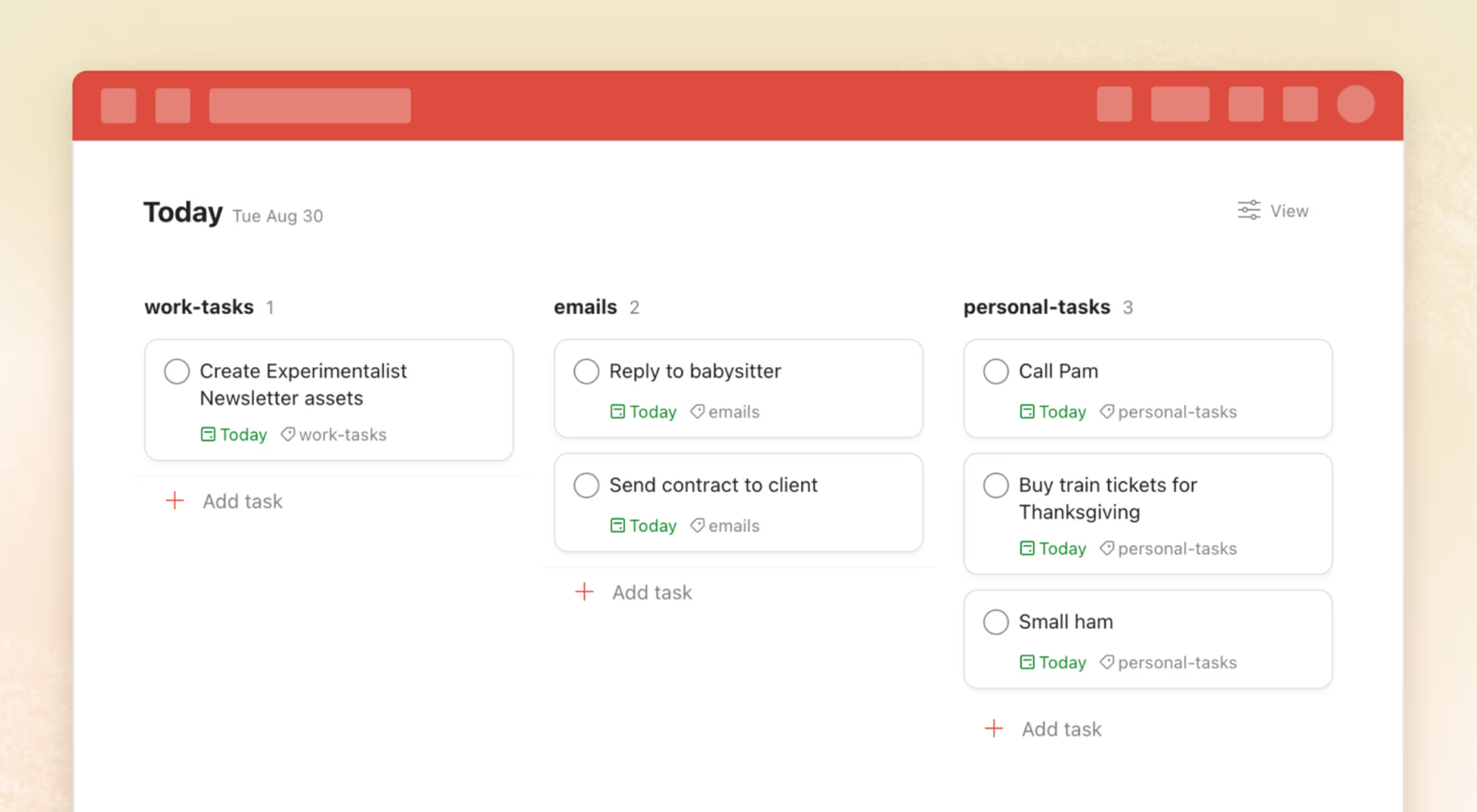 Todoist Review - Board view on Today page
