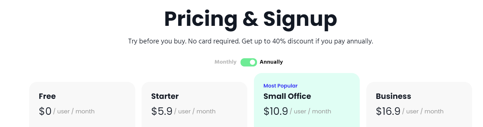 Pricing plans of Paymo Project Management Software