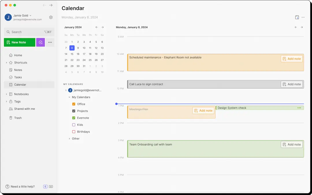 Evernote Review - Calendaring Functionality