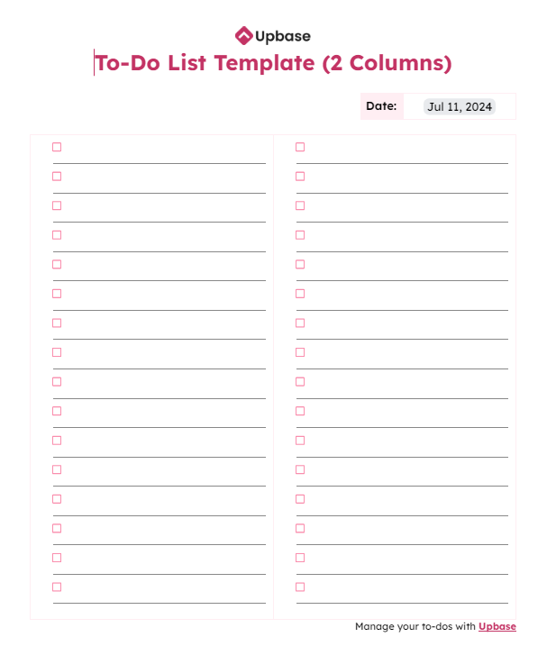 #5. Simple to-do list template (two columns)