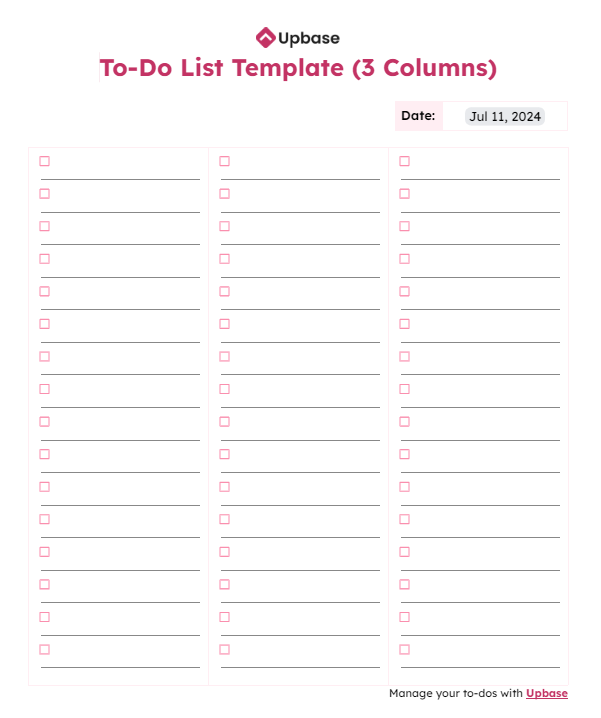 #9. Simple to-do list template (three columns)