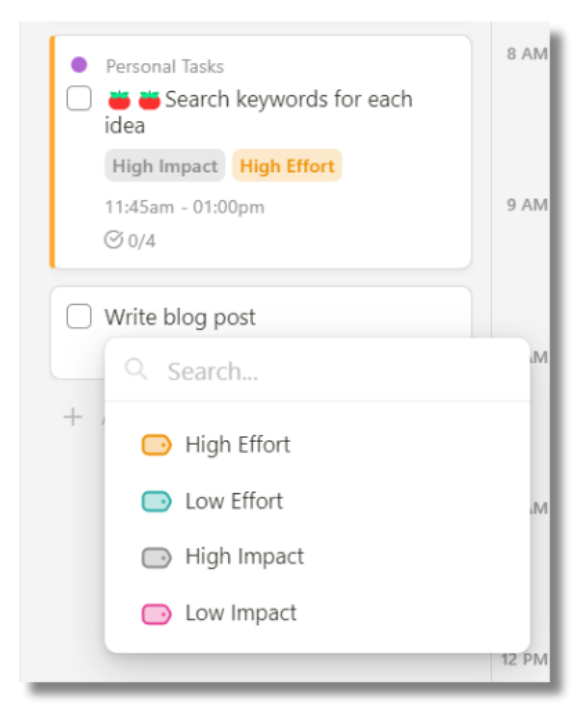 Assign-impact-and-effort-level-to-tasks-in-Upbase