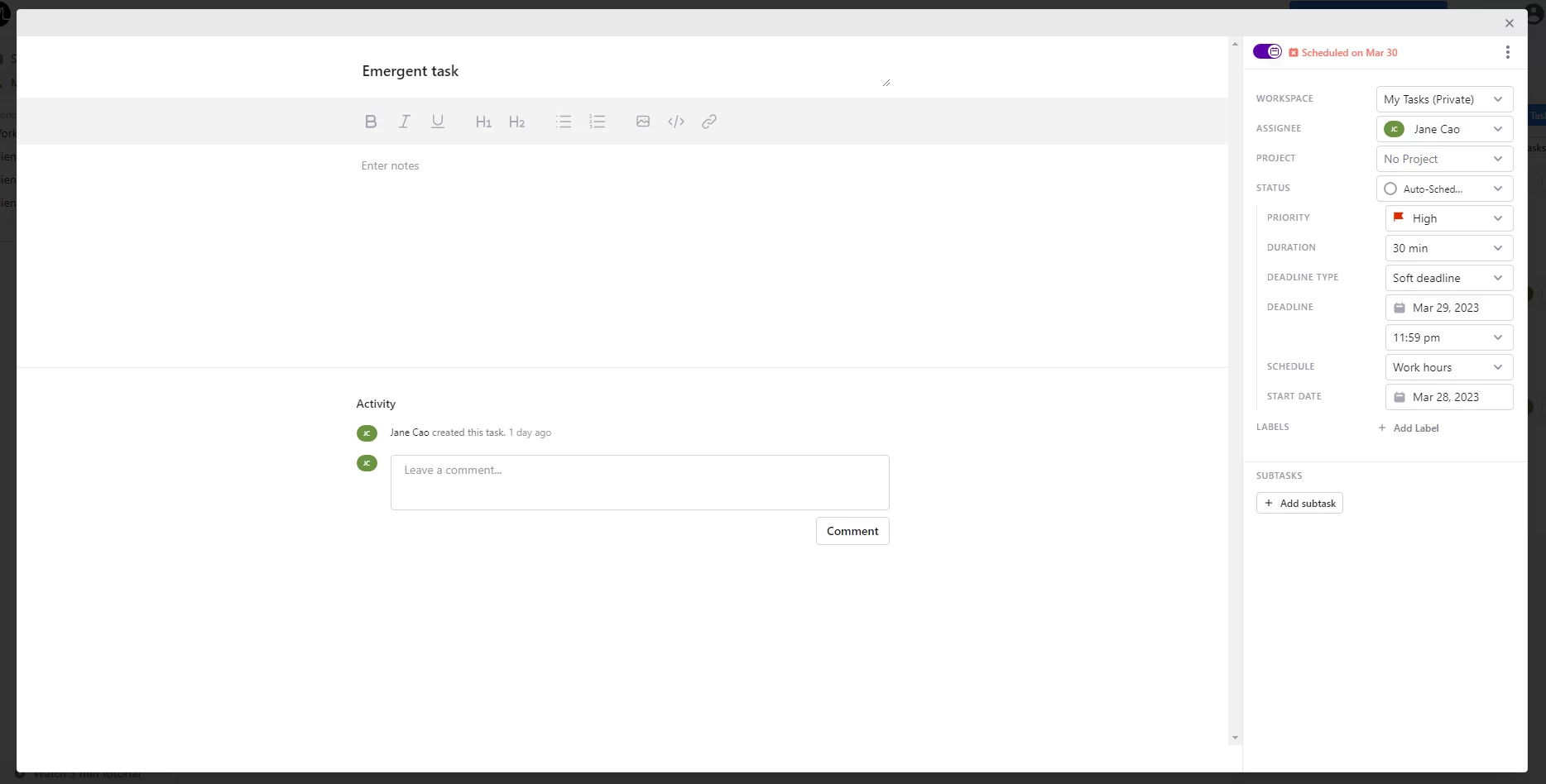 Motion Vs. Asana: Features Comparison | Task Creation and Assignment